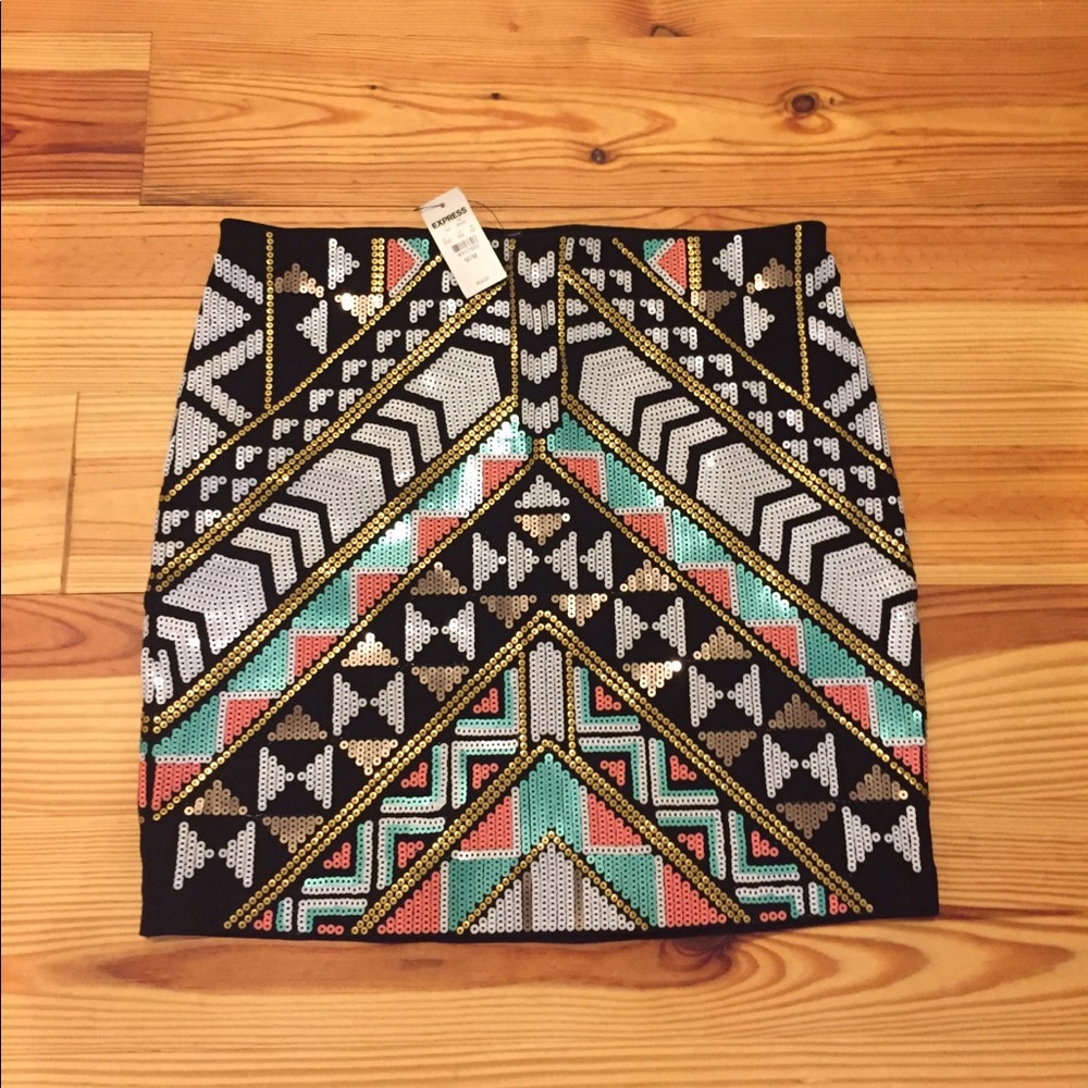 Express Aztec Sequin Skirt